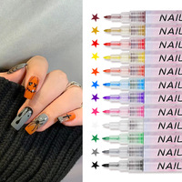 Hadiyah Beauty 12 Warna Pena Grafiti Kuku Pena Seni Kuku Tahan Air Menggambar Melukis DIY Bunga Cepat Kering