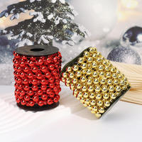 Guirlande de Perles Boules Métallisées en Plastique pour Noël, Décoration de Sapin et Fêtes