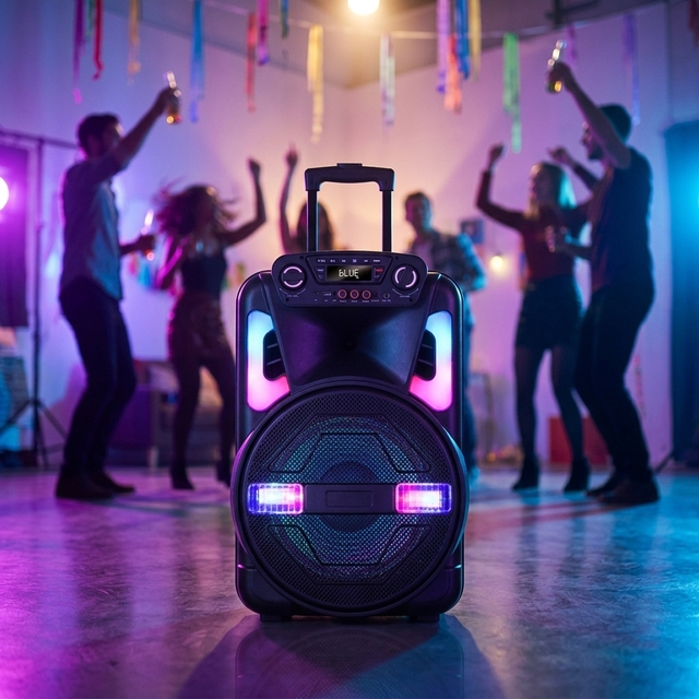 NDR-1255 12 Inch Trolley Party Speaker RGB Color Light Wireless Outdoor Portable Karaoke Speaker With Microphone
