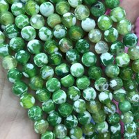 Perles rondes en pierre naturelle en gros perles d'agate de feu vert pour la fabrication de bijoux (AB2085)