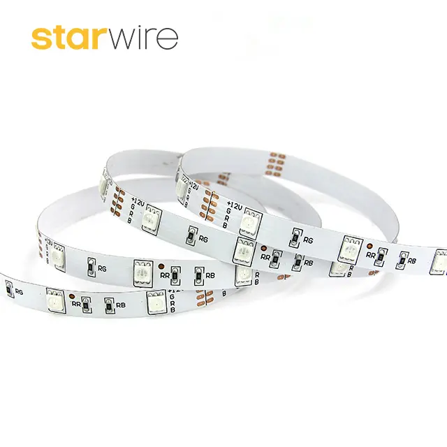 Hot selling Flexible SMD 5050 RGB color changing light 12V 6W tape smart led light strip waterproof