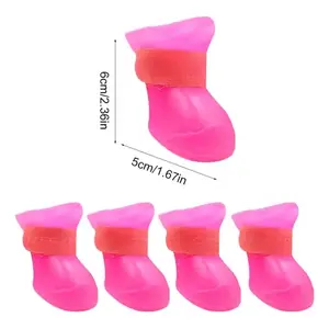 Bottes de pluie en PVC pour chien pour la protection des pattes, chaussures imperméables pour animaux de compagnie, design mignon de couleur unie, utilisation en toutes saisons, taille M, modèle BUT.33.2, E - Product Image 6