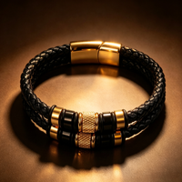 Bracelet en cuir tressé léger plaqué or avec boucle magnétique, personnalisable, en acier inoxydable, vente chaude