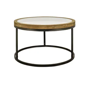 High Quality Nordic Shaped Contemporary Metal Side Table Wood And Iron Detachable Coffee Table