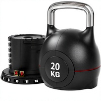 Kettlebell Vinique Fitness réglable en ABS, aluminium et acier, 20 kg, 7-en-1, 7 niveaux de poids, rouge/noir, pour entraînement à domicile, compact