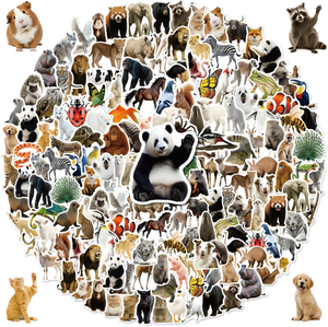 Pegatinas de Animales de Cumpleaños Estilo Selva Safari Realista, 14 Diseños, Autoadhesivas, <span class=keywords><strong>Vinilo</strong></span> Impermeable para Álbumes de Recortes y Recuerdos de Fiesta - Product Image 1