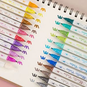 Juego de Marcadores de Contorno de 24 Colores, Rotulador Metálico de Doble Cara, Logotipo Personalizado, Tinta Permanente, Puntas de 1 mm/3 mm para Vidrio y Papel - Product Image 2