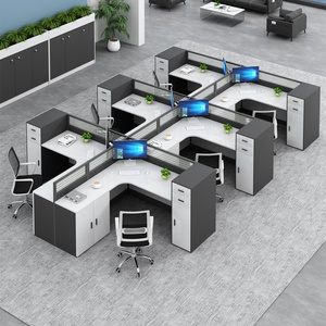 Juego de escritorio de oficina extensible moderno en forma de L Ambiente de trabajo óptimo Mesas y sillas del personal - Product Image 6