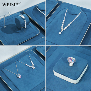 WEIMEI Custom Royal Blue Velvet Multi-tier Jewelry Display Tray Organizer for <b>Necklace</b> Earring <b>Ring</b> Bracelet Jewelry Display Set - Product Image 5