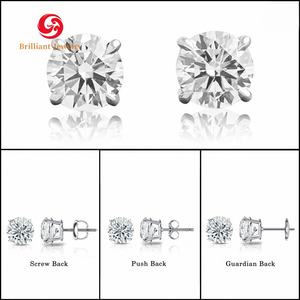 इग्जी प्रमाणित एचबीटी सीवीड लैब ने हीरा 1 2 3 कैरेट 10k 14k 18k ठोस सोने के 4 प्रांग बालियां - Product Image 4