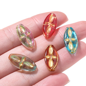 Czech Glass Oval Loose Beads 9.5x20mm Crystal Lampwork For Bracelet Making Jewelry Accessories <b>Material</b> - Product Image 4