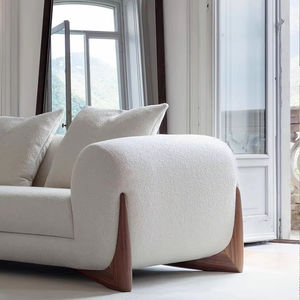 Nordique Teddy <span class=keywords><strong>causeuse</strong></span> luxe jambe en bois sectionnel canapé ensemble canapé salon meubles de maison moderne Sherpa Boucle tissu canapés - Product Image 3