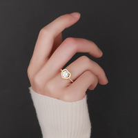 Bague Cœur Halo en Argent 925 Plaqué Or avec Moissanite Colorée VVS1 de 1 Carat à Taille Ronde Fine Certifiée GRA pour Couple