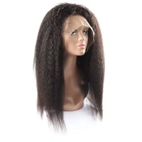 Peluca Yaki Kinky Straight 100% Cabello Humano, Cierre de Encaje Frontal 13x4 4x4 5x5, Cabello Virgen Brasileño Remy Negro, Doble Trama a Máquina