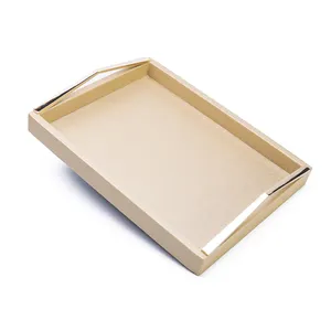 Manufacture Luxury Elegant Serving Trays Hot Sale Wooden Trays Set Serving Decorative Cafe Serving Tray With Metal Handles