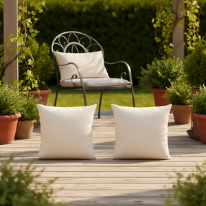 Set di Cuscini per Sedia da Esterno in Tessuto Oxford, Colore Bianco Crema, 19.7x19.7x2.8 - Product Image 2