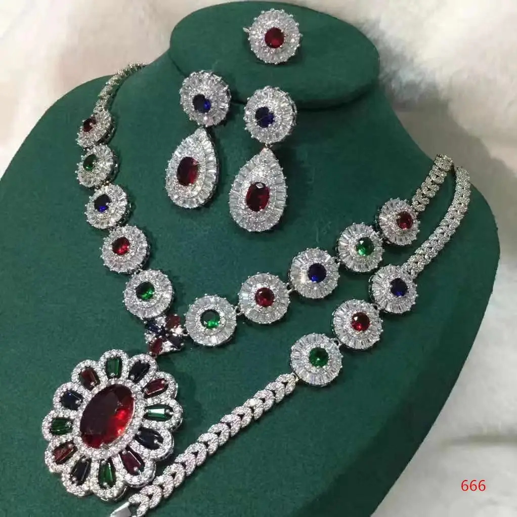 Xuping Set Perhiasan Pernikahan Pernikahan, Batu Permata India Pesta Makan Malam Mewah Kelas Atas Elegan Baru