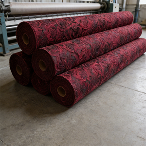 Tela Brocada con Diseño <span class=keywords><strong>Floral</strong></span>, Transpirable, para Tapicería, Entretela, Delgada, Suave, Color Rojo Rosa Mate, Venta al por Mayor de Fábrica China - Product Image 6