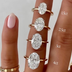 แหวนเพชรแล็บทรงรีหรูหรา 3 กะรัต 5 กะรัต ทองคำแท้ 14K 18K ของขวัญสำหรับเธอ - Product Image 1