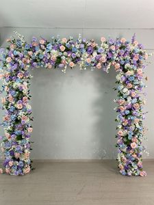 Arco de Flores Artificiales Redondo, Color Blanco Marfil y Rosa Champán, Follaje Verde, Arco Floral de Seda para Decoración de Bodas - Product Image 6