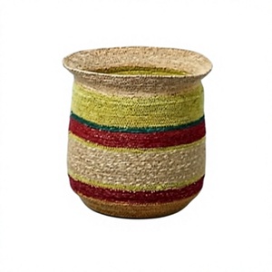 Maceta Minimalista Hecha a Mano, Ecológica, de Hierba Marina Tejida, Estilo Bohemio, Colorida y a Rayas, para Uso en Interiores del Hogar, Jardín, Macetas para Flores - Product Image 1