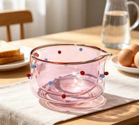 Vente en gros de bols à salade de fruits, yaourt et matcha en verre à double paroi, faits à la main et personnalisés pour la maison