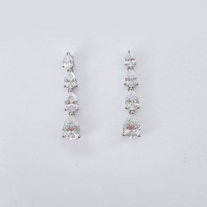 Pendientes de Oro Blanco de 18K con Diamantes de Laboratorio, Diseño de Lágrima Colgante, Pendientes de Moda, <span class=keywords><strong>Aros</strong></span> Colgantes, Huggies, Moissanita, <span class=keywords><strong>Aros</strong></span> de Moda Llamativos - Product Image 1