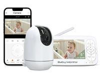 PIX-LINK Moniteur bébé sans fil WiFi avec écran HD 5 pouces, détection de pleurs, audio et vidéo, surveillance à domicile, caméra PTZ 720P, batterie 5000mAh