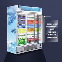 Refrigerador Comercial de Alta Calidad de 3 Puertas, Enfriador de Bebidas de Temperatura Única con Enfriamiento por Aire, Control Digital Ajustable