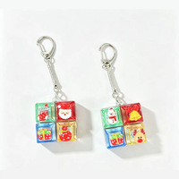 Porte-clés Pop-it de Noël mignon en PVC, jouet anti-stress à presser, pendentif avec motifs sapin de Noël et Père Noël