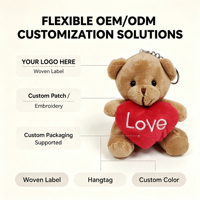 Boneka Beruang Teddy 4 Inci Memegang Gantungan Kunci Hati Cinta, Mainan Hadiah Valentine Bahan Plush Lembut Warna Cokelat Krim, Grosir Langsung dari Pabrik Sumber Global