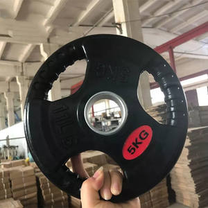 Meilleure vente d'usine personnalisée 50 mm barre d'haltères trois poignées plaque de poids revêtue de <span class=keywords><strong>caoutchouc</strong></span> noir plaque de compétition 2.5/5/10/15/20/25kg - Product Image 5