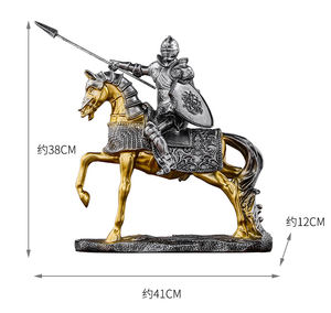 手塗り樹脂ブロンズローマ戦士像盾と槍ミニチュア置物カスタム戦士像 - Product Image 6