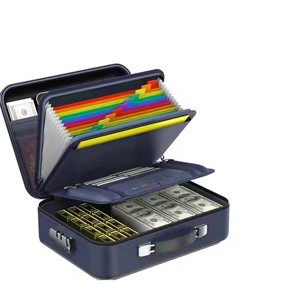 Chống cháy an toàn hộp trường hợp thư mục kết hợp khóa và trường hợp khó khăn thiết kế an ninh tập tin tổ chức tài liệu giấy chứng nhận hộ chiếu màu xanh - Product Image 1