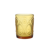 Verre décoratif en verre coloré à motif paon en relief, verre droit et gobelet à pied pour la table, idéal pour les banquets et les fêtes