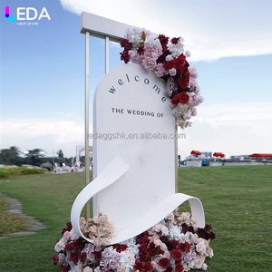 Décoration d'entrée pour événements et fêtes LEDA, décorations et fournitures, toile de fond florale suspendue en acrylique blanc pour mariage - Product Image 2