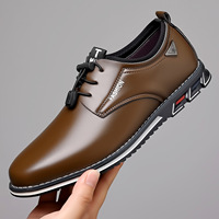 Chaussures habillées pour hommes grande taille, style britannique, en cuir, à lacets, rehaussantes, résistantes à l'usure, confortables, pour affaires