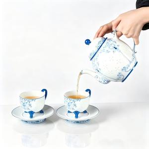 Ensemble de café en <span class=keywords><strong>porcelaine</strong></span> fine écologique de qualité supérieure, 10 pièces, design translucide à motif de grain de riz, <span class=keywords><strong>service</strong></span> élégant pour le thé de l'après-midi - Product Image 3