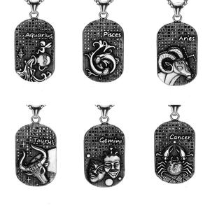 Colliers pour hommes avec signe astrologique 3D des 12 zodiaques, pendentif au design unique de horoscope - Product Image 5