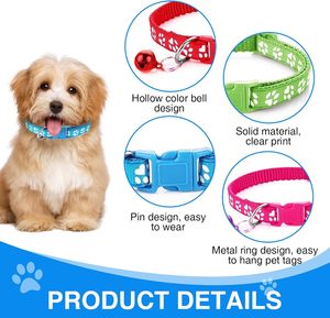 Ensemble collier et laisse pour petits chiens, 4 pièces, motif d'empreintes de pattes, réglable de 7.5 à 12.6 pouces - Product Image 3