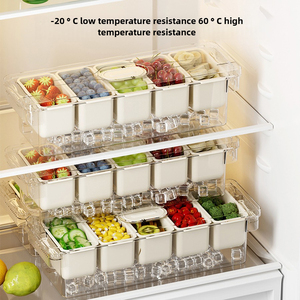 Plateau de service transparent pour condiments et fruits, en PET, <span class=keywords><strong>avec</strong></span> 5 compartiments amovibles, pour une fraîcheur optimale - Product Image 1