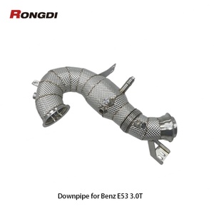High Flow Exhaust Downpipe for Mercedes Benz M256 GT50 GT53 E53 3.0T 2019+ Heat Shield With Resonator Pipe - Product Image 1