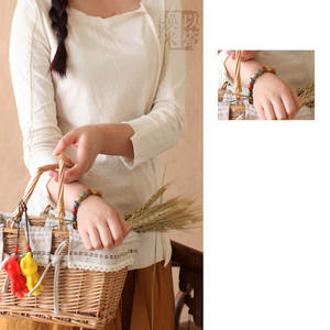 Bracelet perlé en céramique colorée ronde carrée coeur étoile fleur de bambou Bracelets en céramique Passion fleur glaçure perle Bracelet - Product Image 5