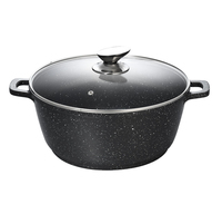 Batterie de Cuisine Professionnelle Moderne en Aluminium Moulé Sous Pression 28-40cm avec Faitout Antiadhésif et Casserole Marmite Couvercle en Verre