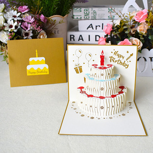 3D Happy <strong>Birthday</strong> Paper <strong>Card</strong> with Pop up Fruit Cake sharp and Wishes <strong>Card</strong> Packed with Envelop Packing Ready for Shipping - Product Image 1