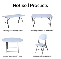Table de pique-nique pliante rectangulaire blanche en vente chaude, intérieure et extérieure, moderne, populaire pour les mariages, les gymnases, l'extérieur, la salle de bain, l'école