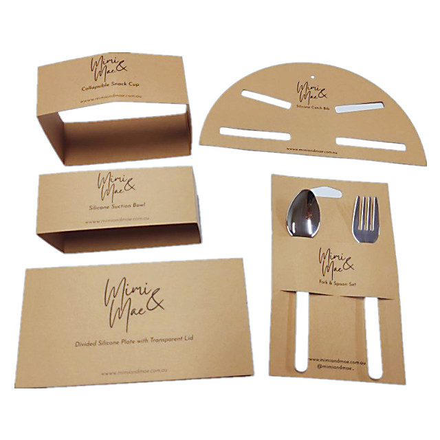 Разлагаемая карточка из крафт-бумаги, индивидуальная печать, всасывающая чаша, бумажная упаковка для разделенной силиконовой пластины и нагрудника