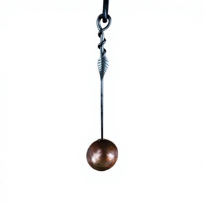 Cuillère à mesurer en métal forgé à la main avec motif feuille et manche en boule de cuivre pour la cuisine, cuillère à mesurer durable - Product Image 1
