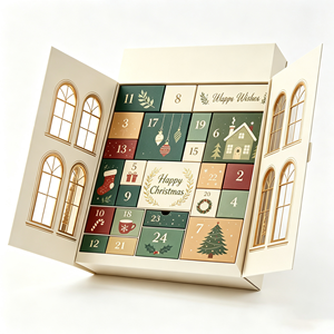 Calendario de Adviento Navideño de 24 Días, Caja de Regalo Rígida con Cierre Magnético, Cartón Color Marfil, Impresión a 4 Colores, Caja de Regalo para Cuenta Regresiva Navideña - Product Image 3