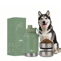 Bouteille d'eau et gamelle 3-en-1 en acier inoxydable pour animaux de compagnie, capacité 1L, design mignon, distributeur d'aliments détachable pour chien - Vente en gros usine MHC